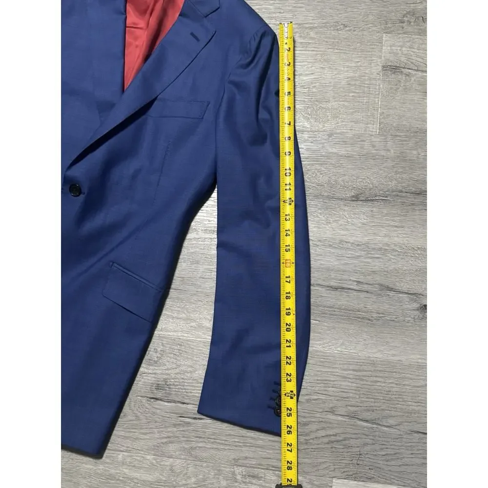 SuitSupply Sienna Jacket 42L Blue Drago Wool Super 130s Blazer Sport Coat EUC